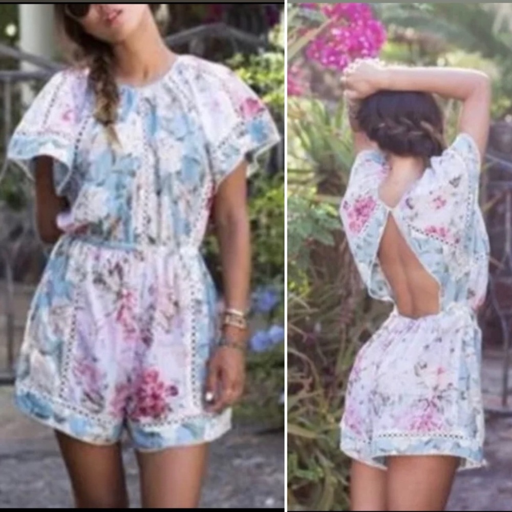 💕SOLD💕Zimmermann Georgia Floral Flutter Silk Playsuit